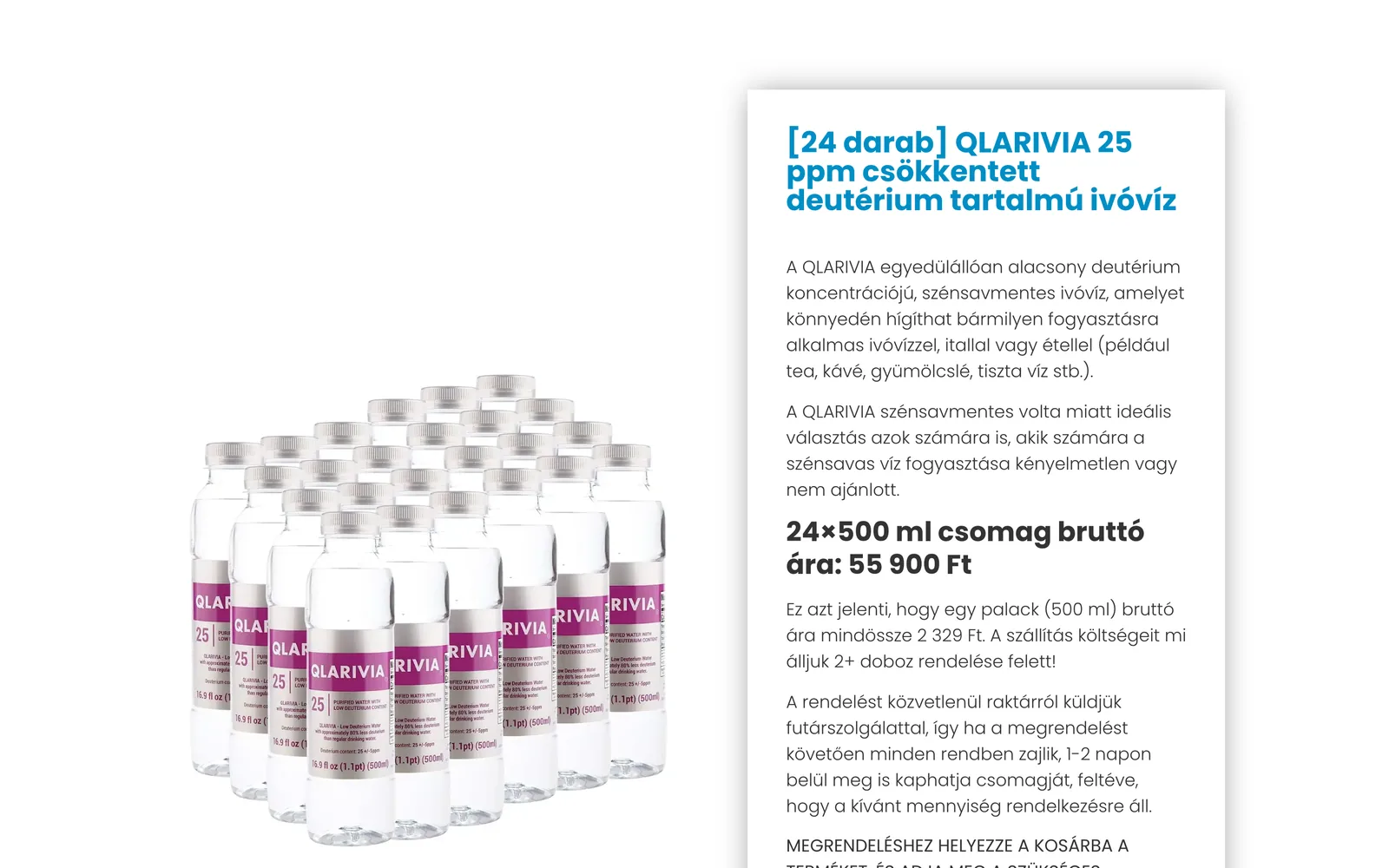 Qlarivia: Termékoldal – 25 ppm, 24 × 0,5 l a költöztetés előtt