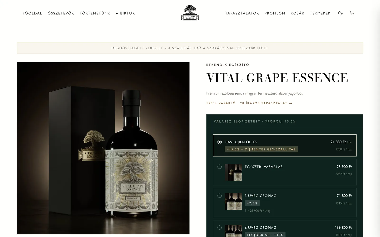 Vital Grape Essence: Termékoldal – Rosa Canina, 500 ml a költöztetés után